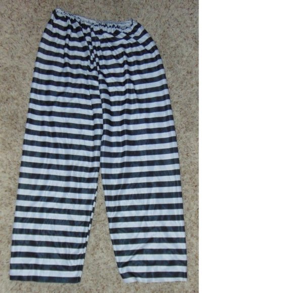Convict Prisoner Halloween Costume OS Jailbird 3 Pc Black White Party Mens - Picture 3 of 5